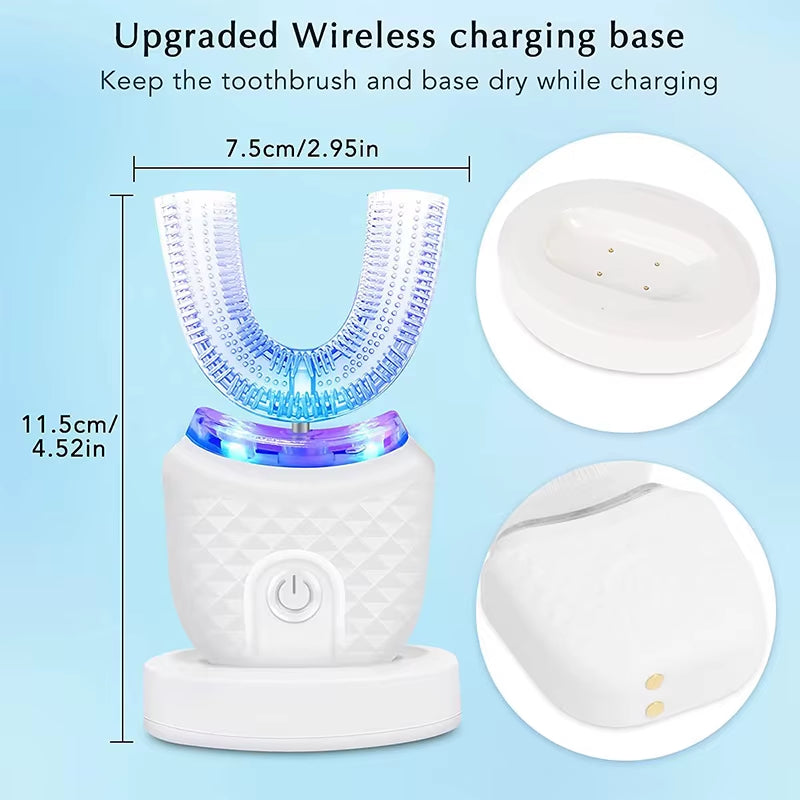 Revolutionary U-Shaped Wireless Charging Electric Toothbrush with Silicone Bristles for Effortless Oral Care
